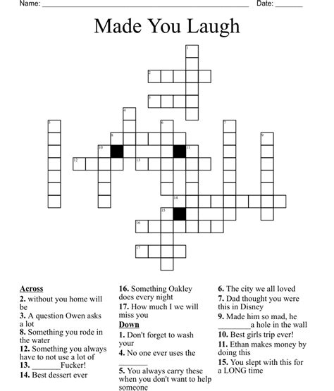 big laugh crossword